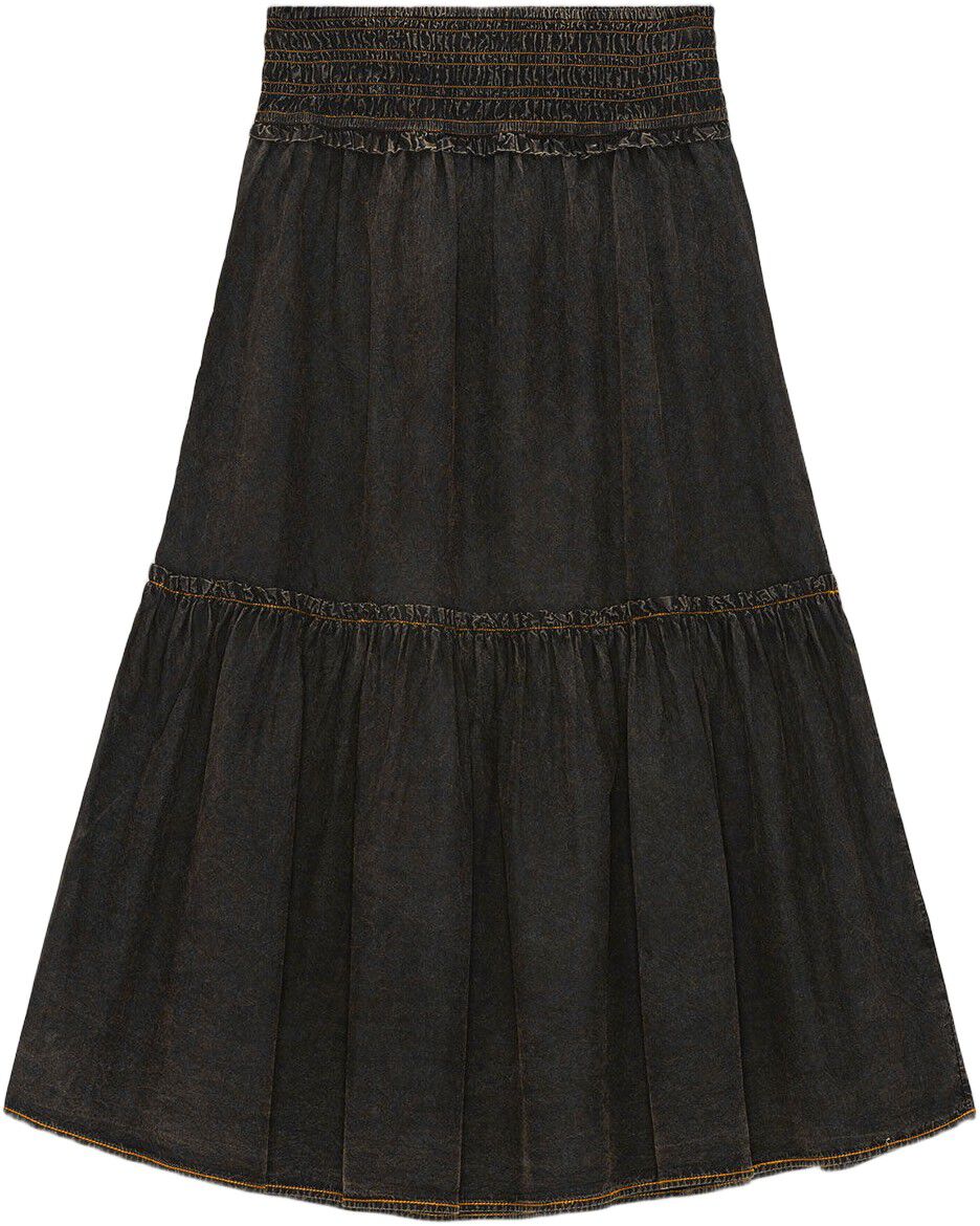 Garment Dyed Cotton Smock Maxi Skir