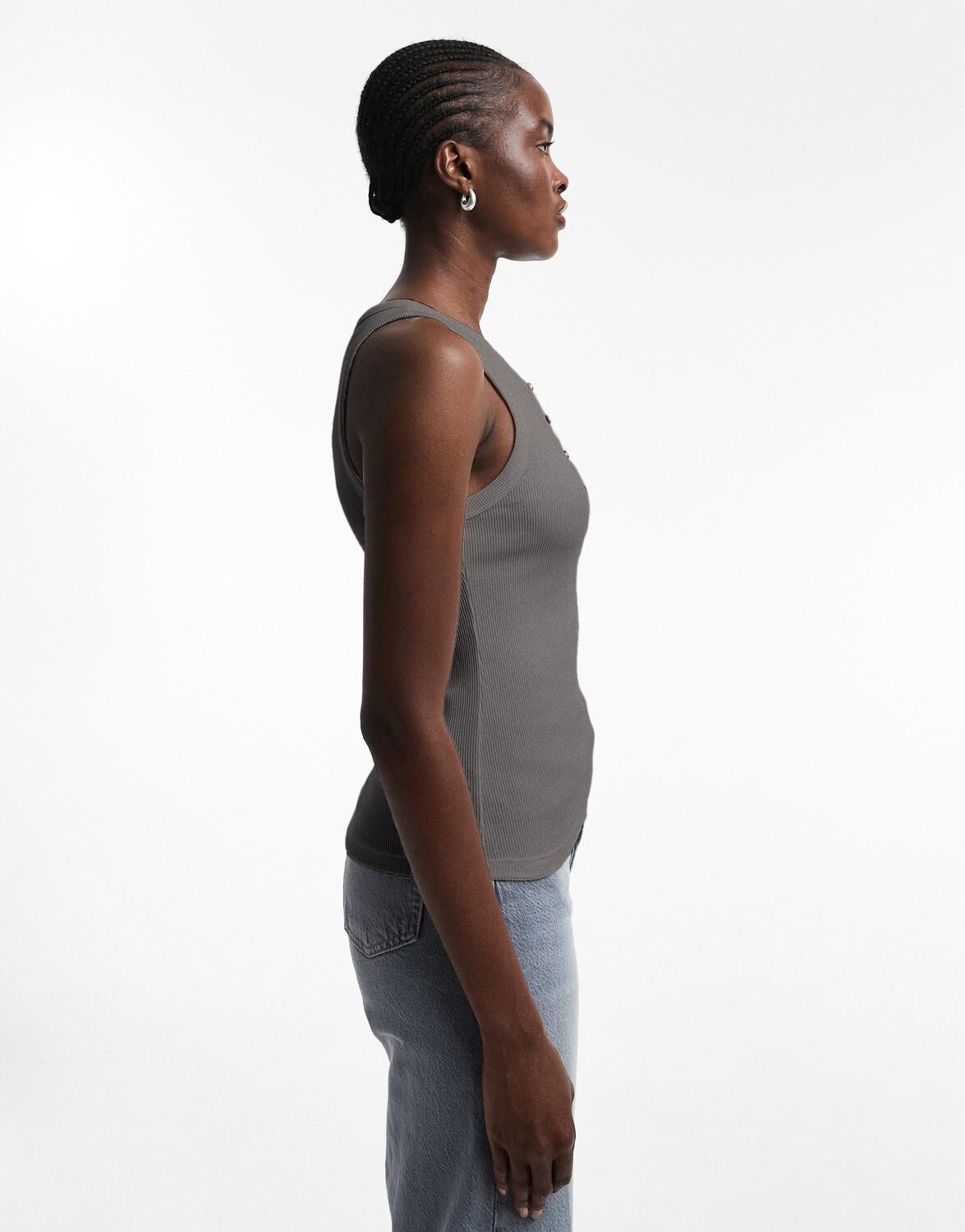 Tsella Sl Stripe Button Rib Vest Jrs