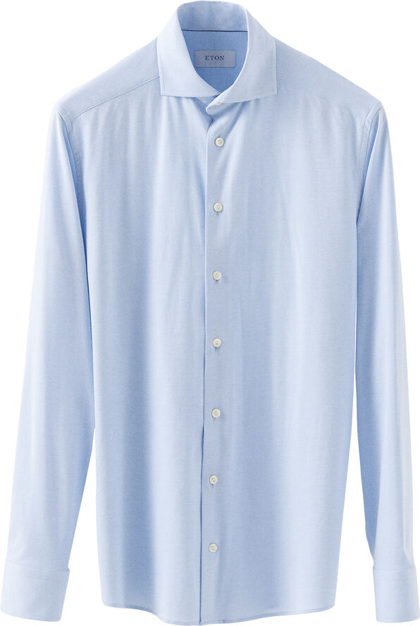 Slim Fit Light Blue Solid 4-Flex Shirt