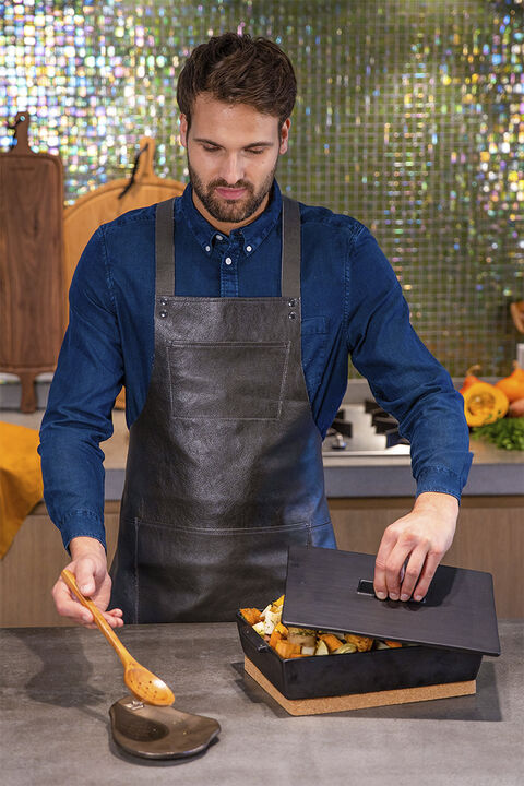 Læderforklæde Suspender Serie Apron Vintage Grey