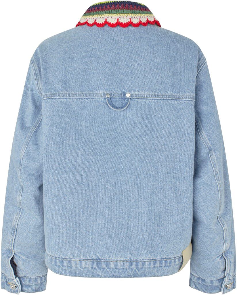2453 Double Rinse Denim, Collared Cropped Bomber