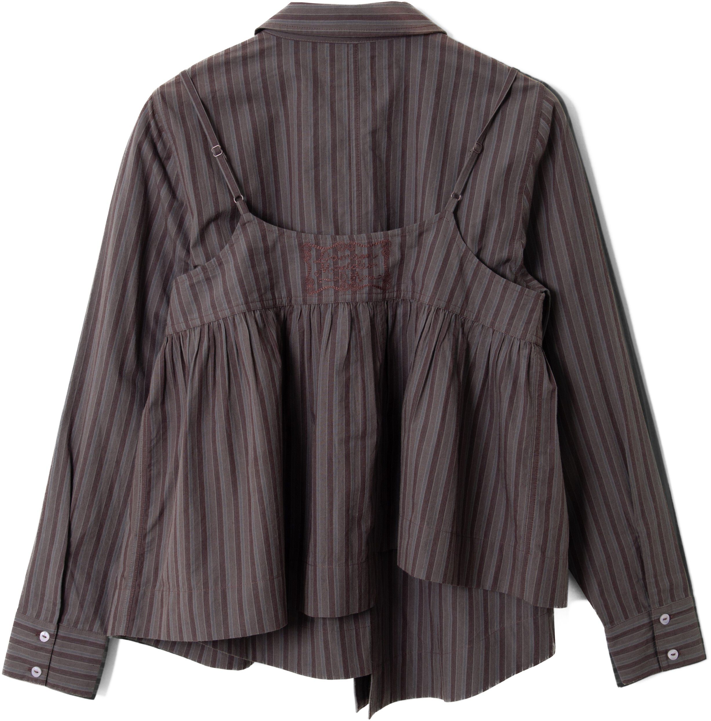 INDIE DOUBLE LAYER SHIRT WITH CAMI - MERLOT STRIPE