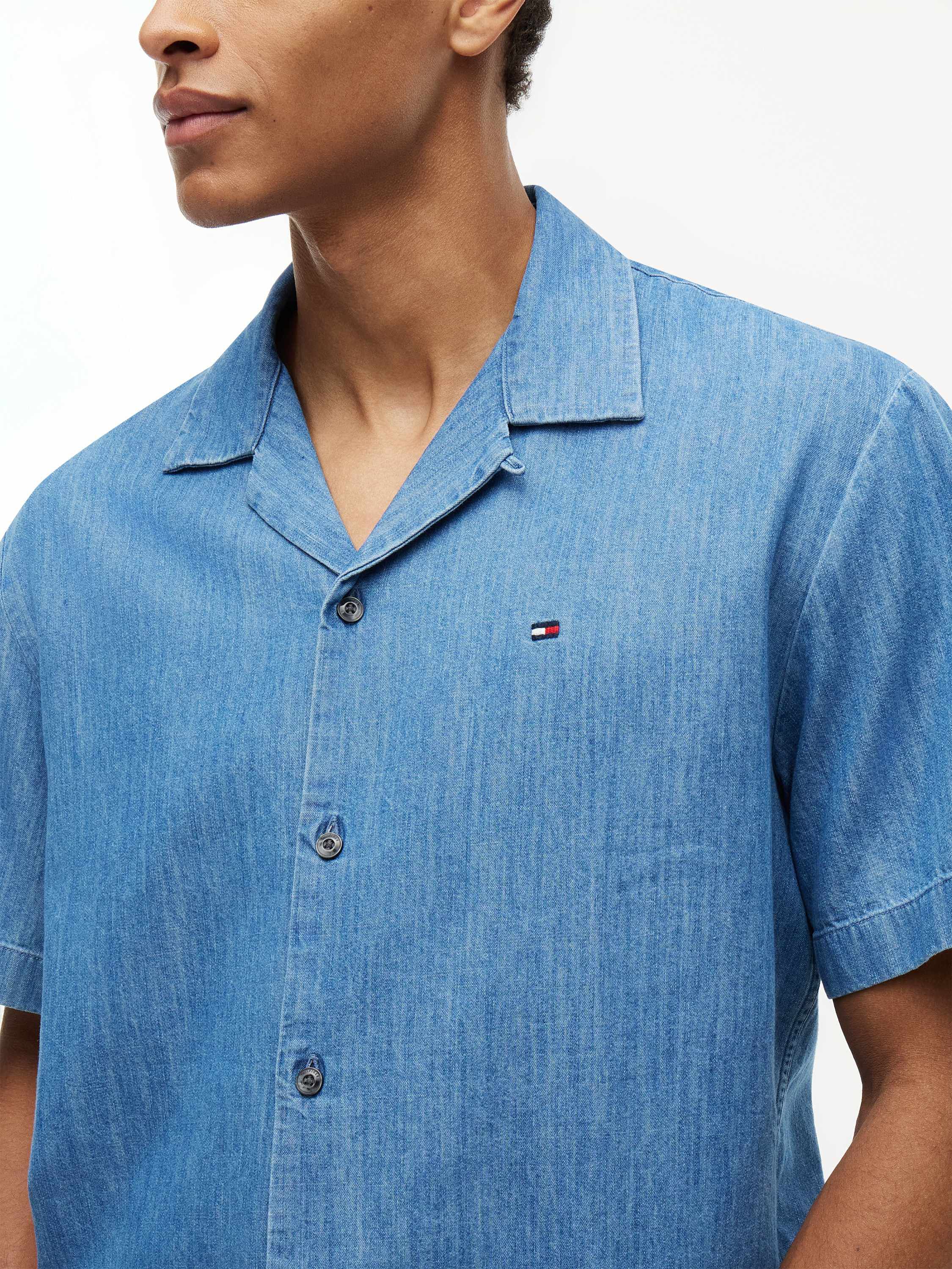 DENIM CAMP COLLAR SHIRT