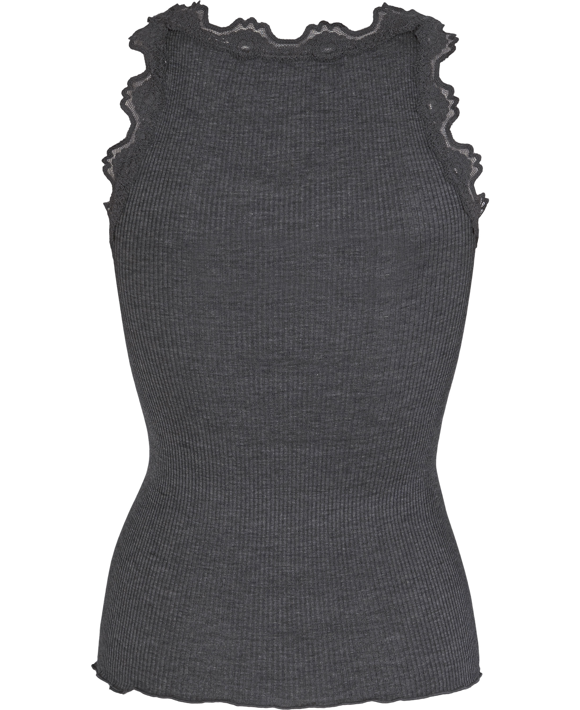 Silk top regular w/vintage lace