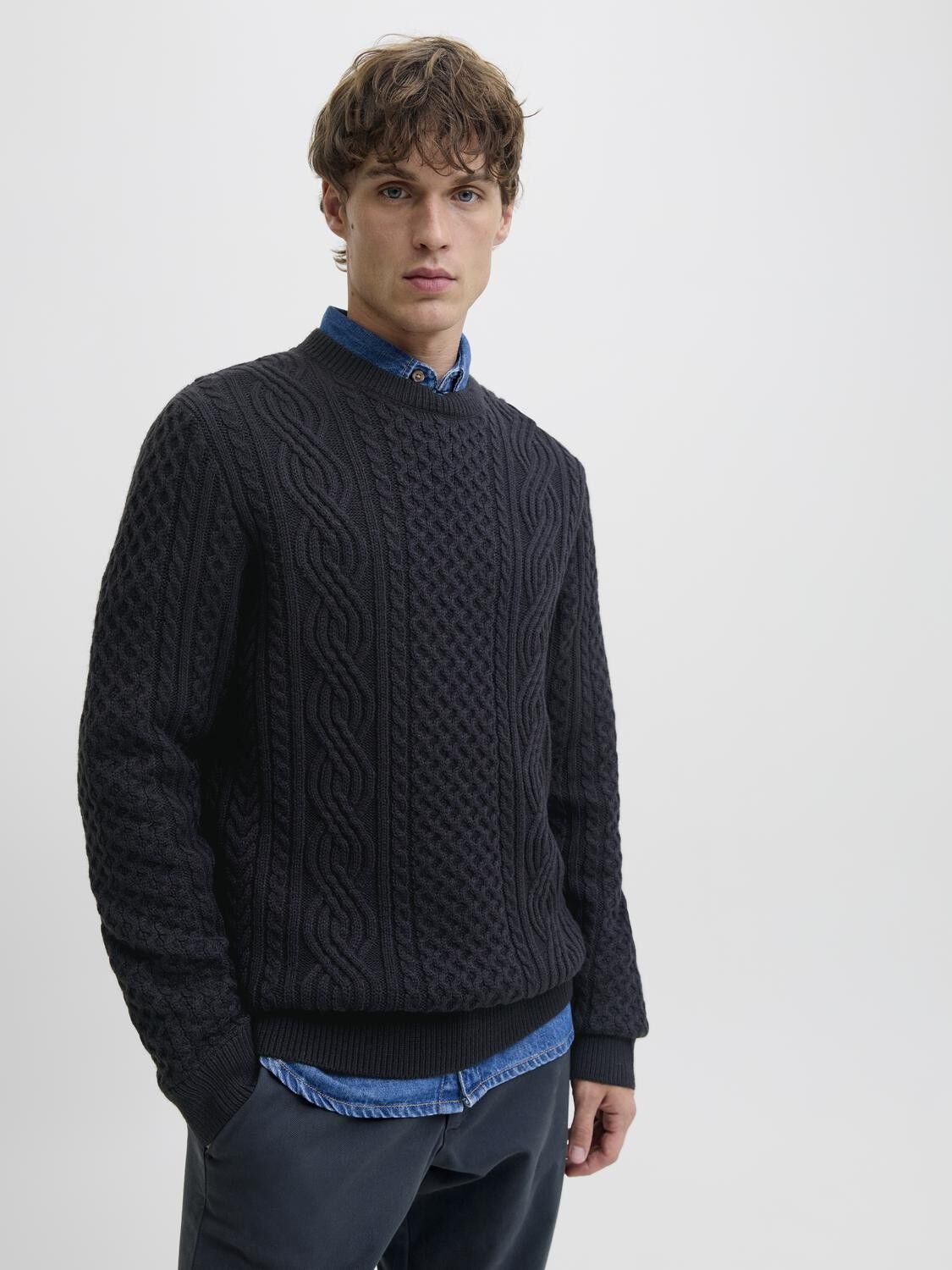 JPRBLUSEAN KNIT CABLE CREW NECK SN