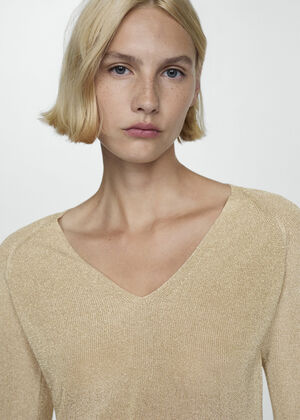 V-neck lurex sweater