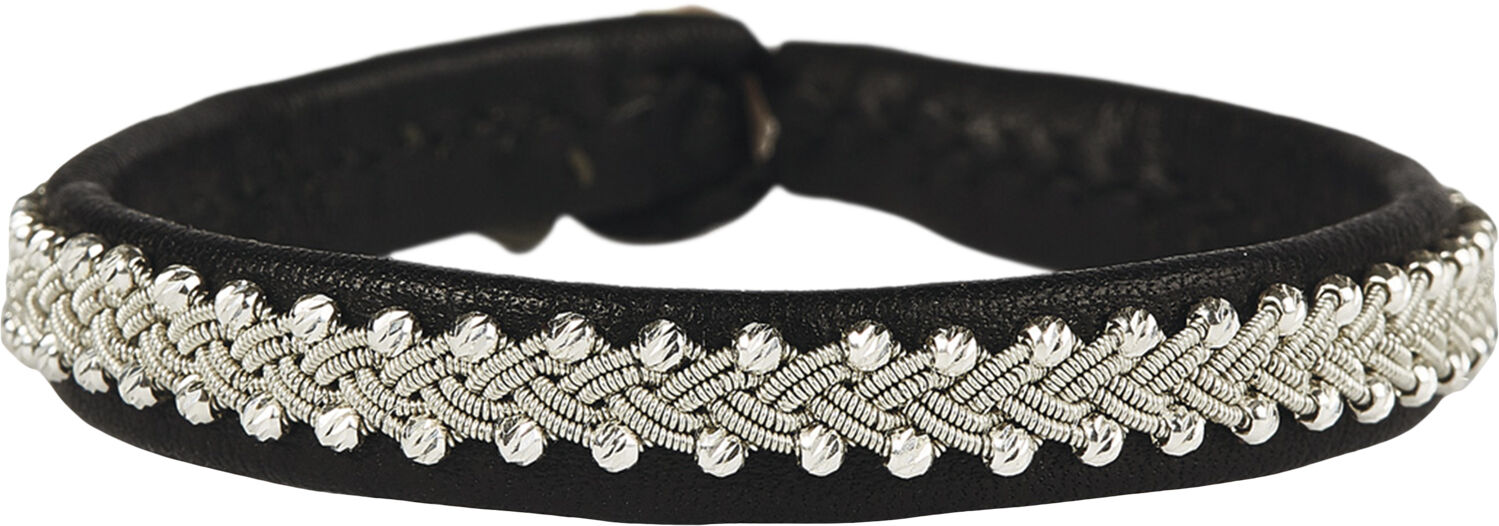 Inga Facet Silver Beads Black 17 cm