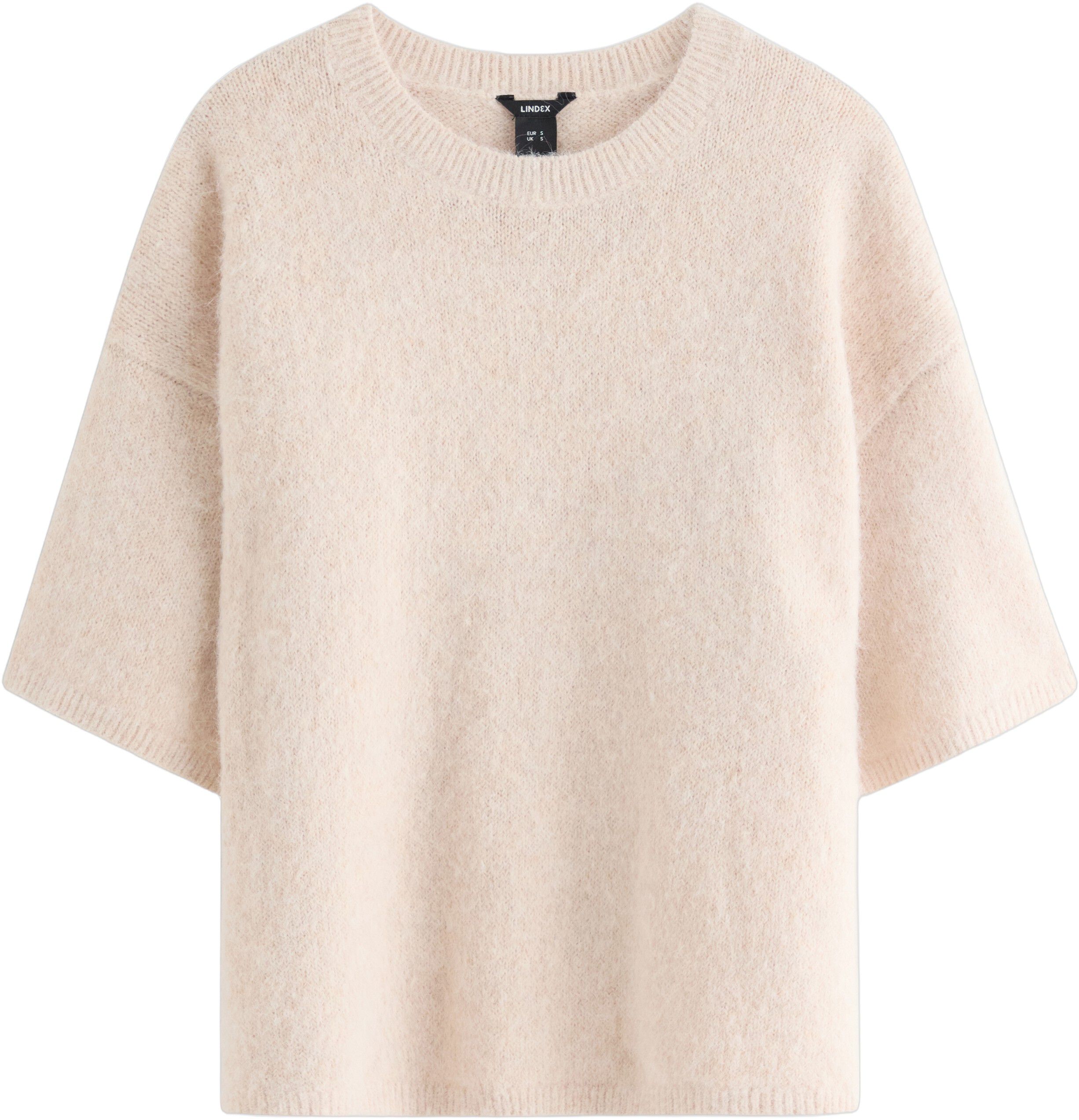 Strikket tr&oslash;je med korte &aelig;rmer og e