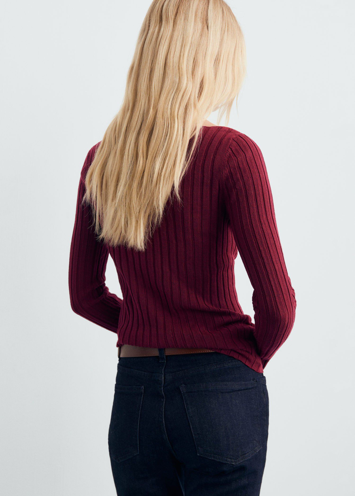 Boat neck ribbed sweater