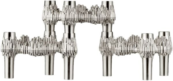 Quist candle holder set with 3 pcs - brushed chrome