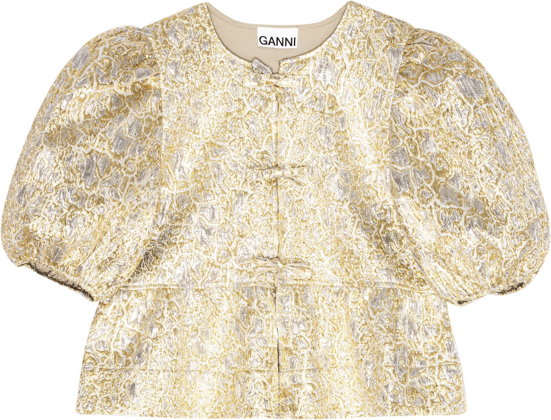 Metallic Cloque Peplum Blouse