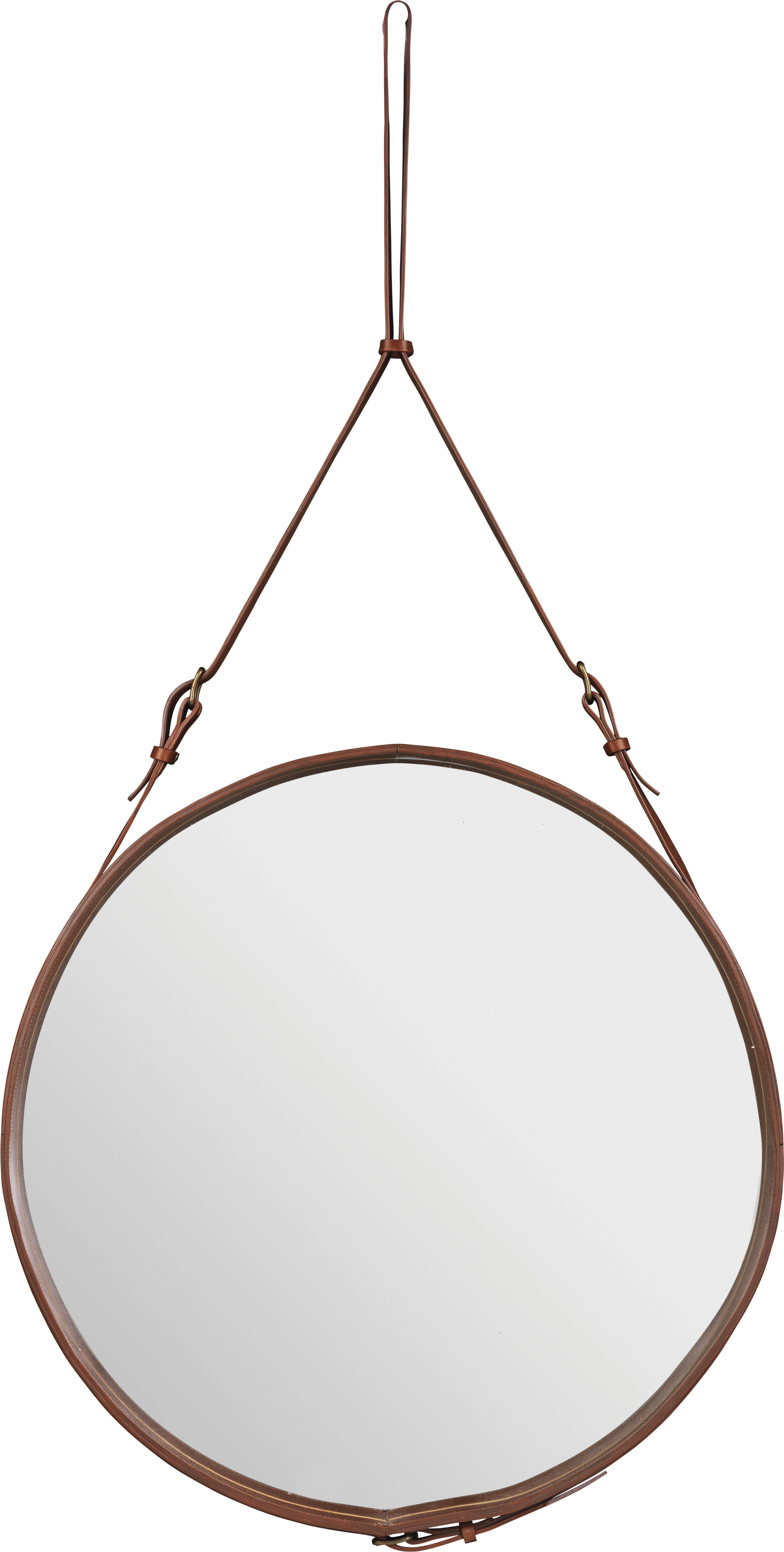 Adnet Wall Mirror, Circular (Tan Leather)
