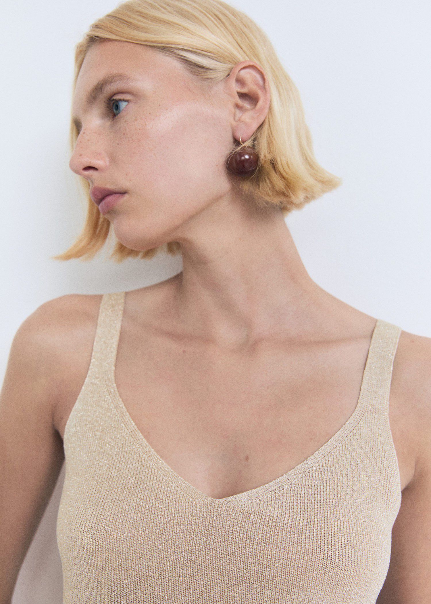 Lurex knitted V-neck top