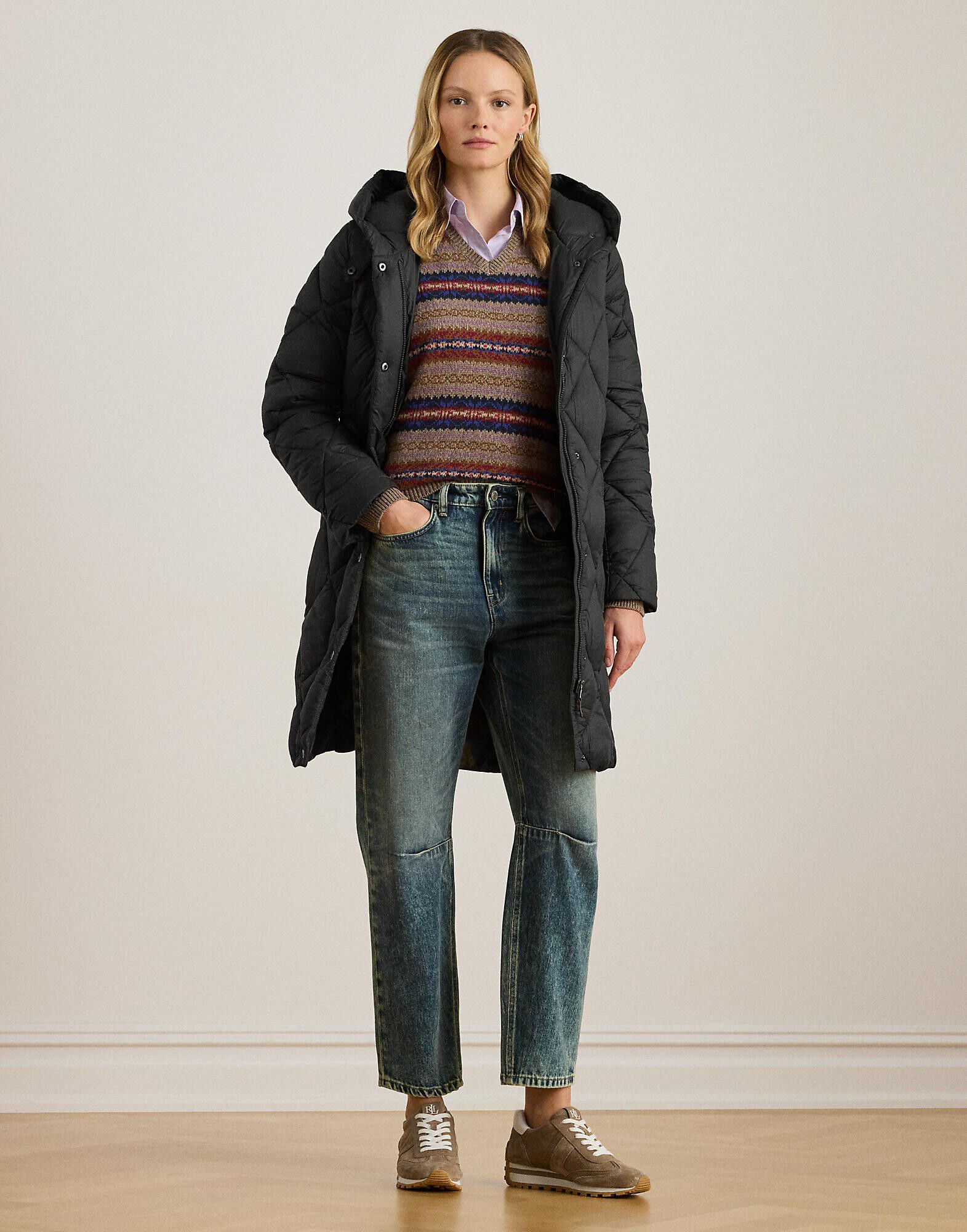 Hooded Diamond-Quilted Down Coat