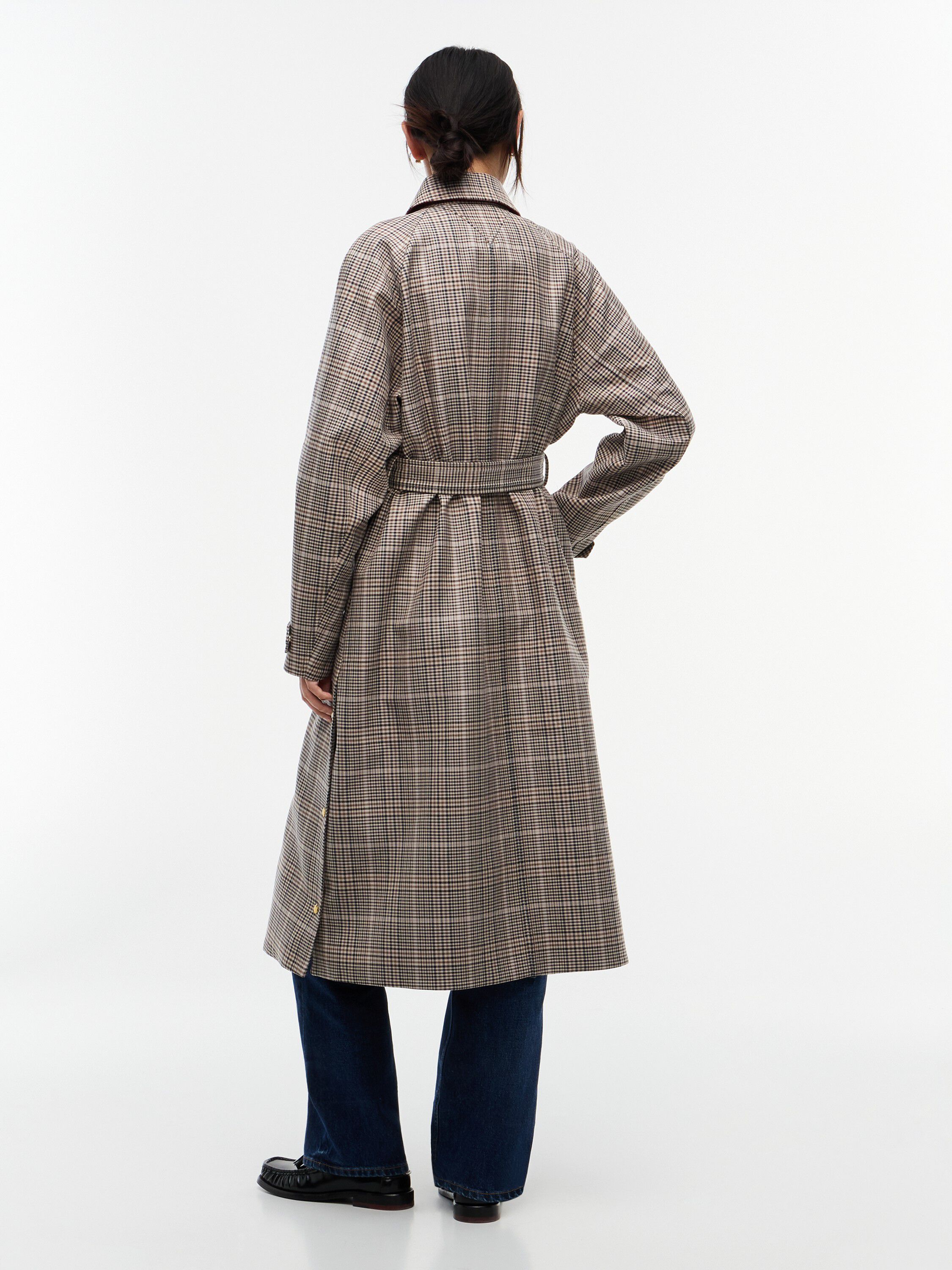 Check Belted Mac Coat