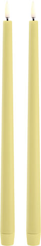 LED slim taper candle, Wheat Yellow, Smooth, 2-pack, 2,3x32 cm