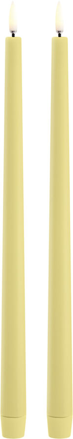 LED slim taper candle, Wheat Yellow, Smooth, 2-pack, 2,3x32 cm