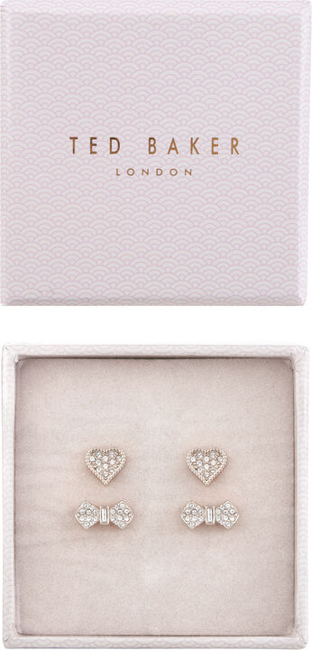TEXHA: PAVE HEART/BOW EARRING GIFT