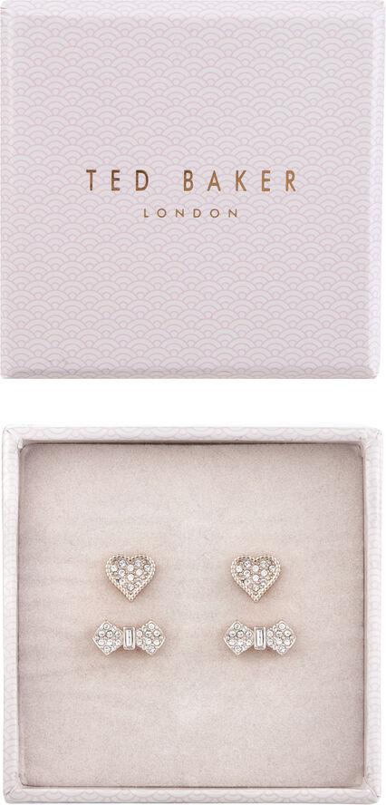 TEXHA: PAVE HEART/BOW EARRING GIFT