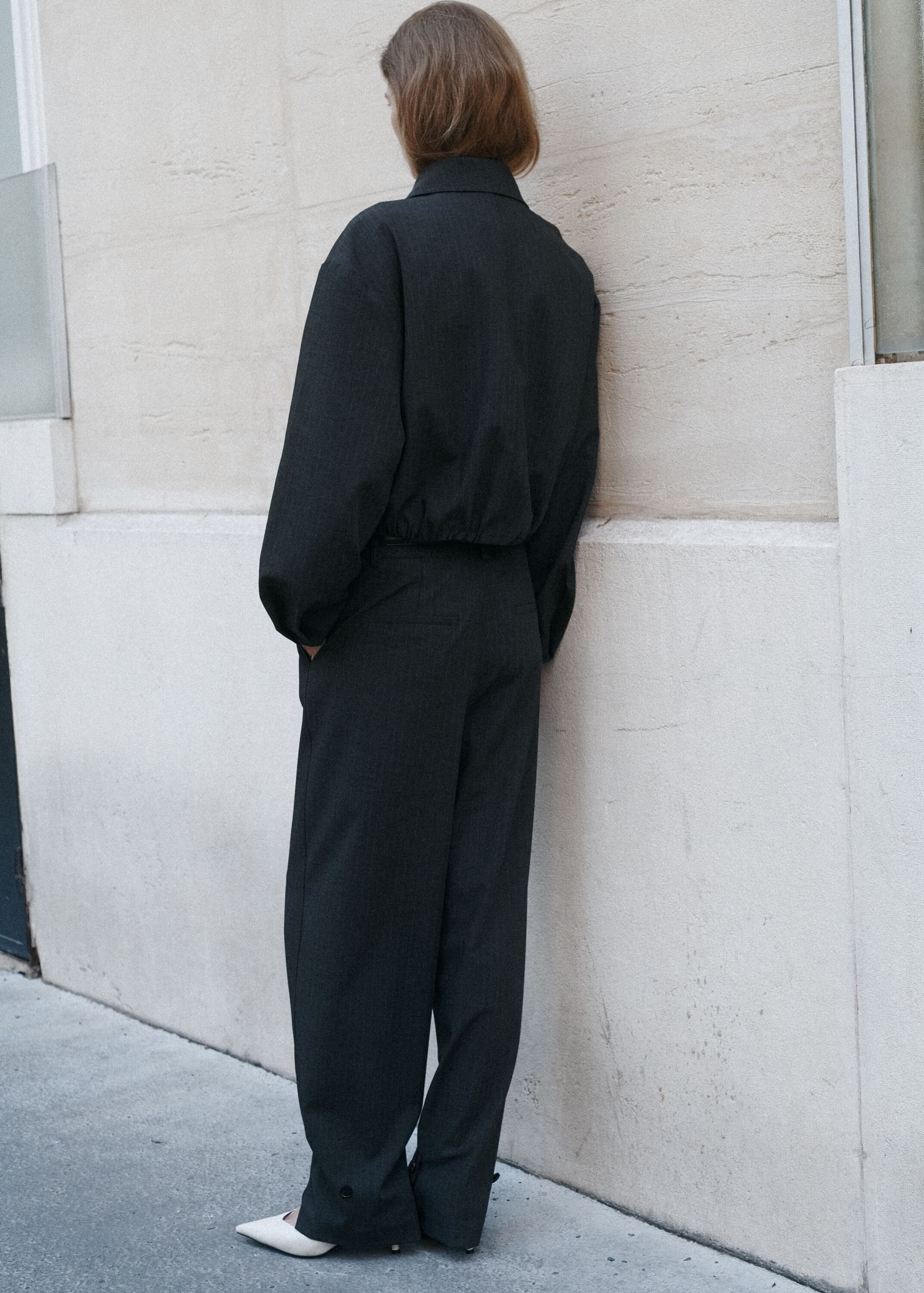 Pinstripe bomber jacket
