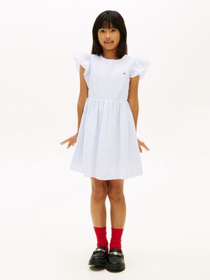 Stripe Seersucker Fit And Flare Dress