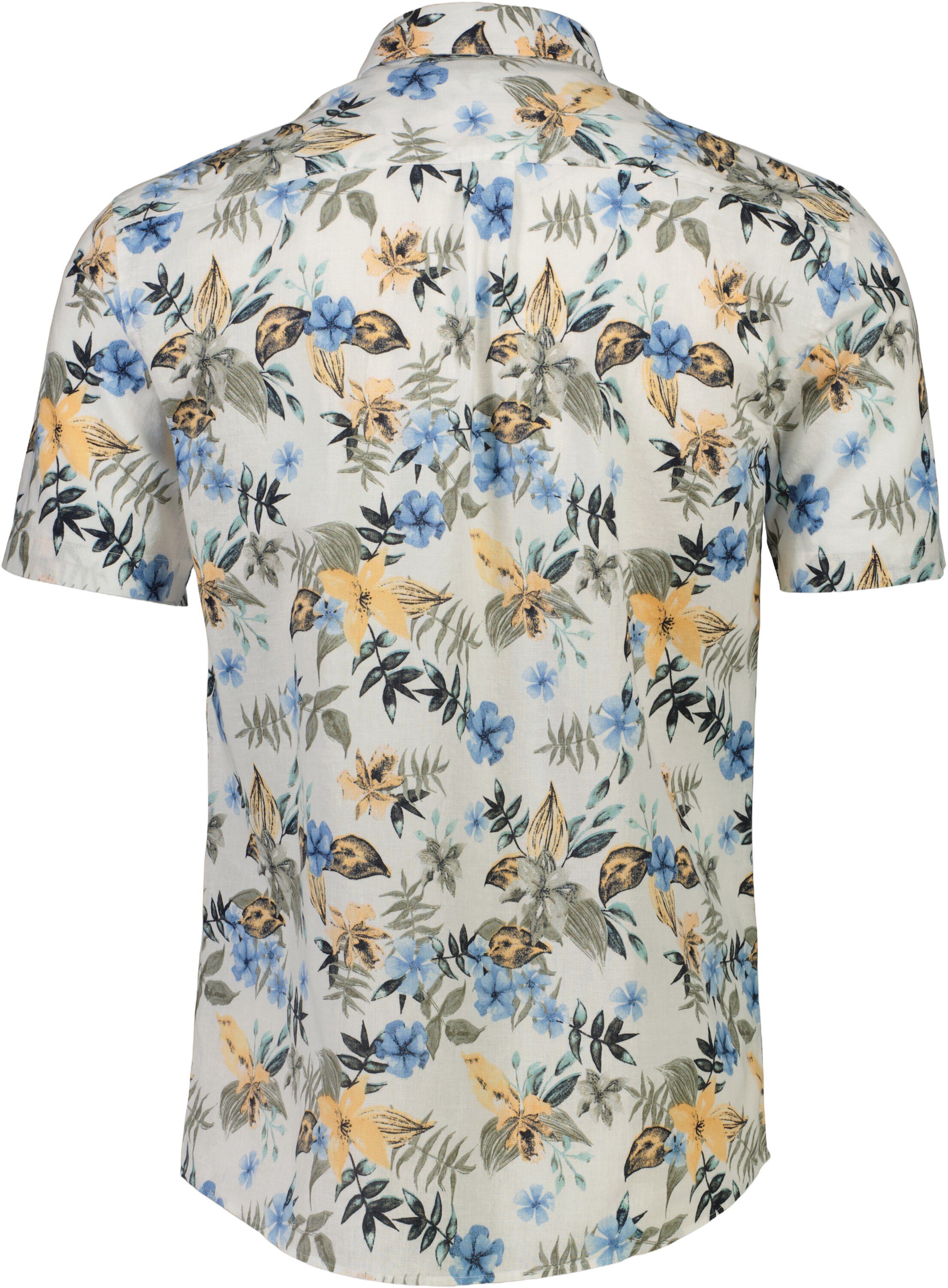 Printed cotton/linen shirt S/S