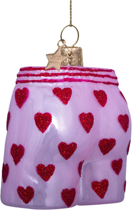 Ornament glass soft pink opal boxer shorts H7. 5cm