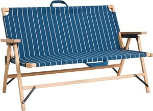 Outdoor Market Folding Sofa - Blue with beige stripe -