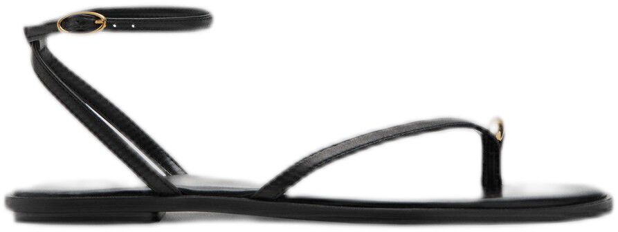 Leather strap sandals with metallic