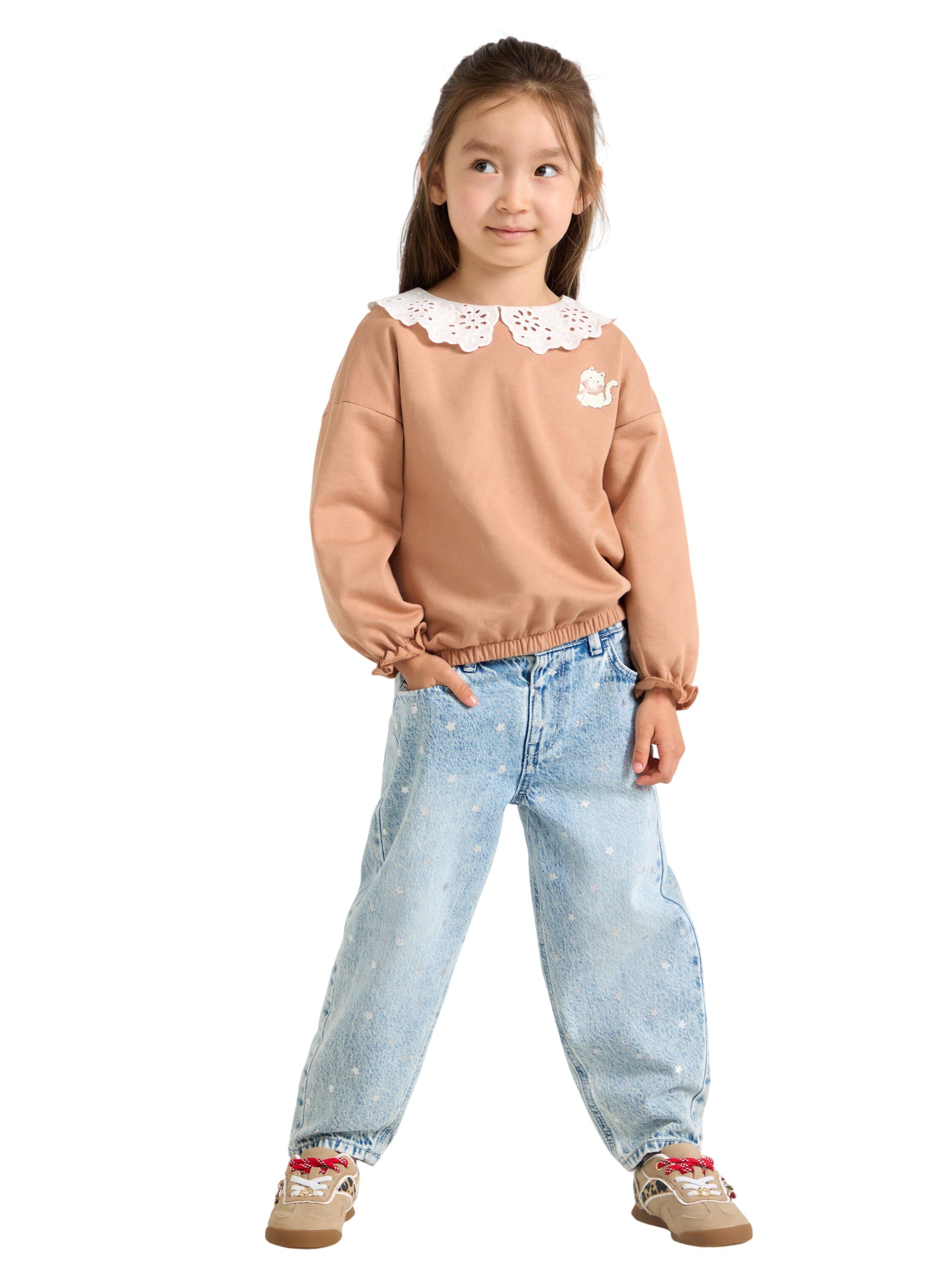 Sweatshirt med krage i broderie ang