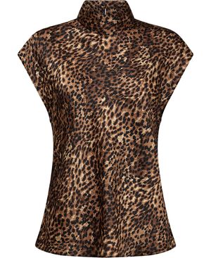 Leopard-print satin blouse