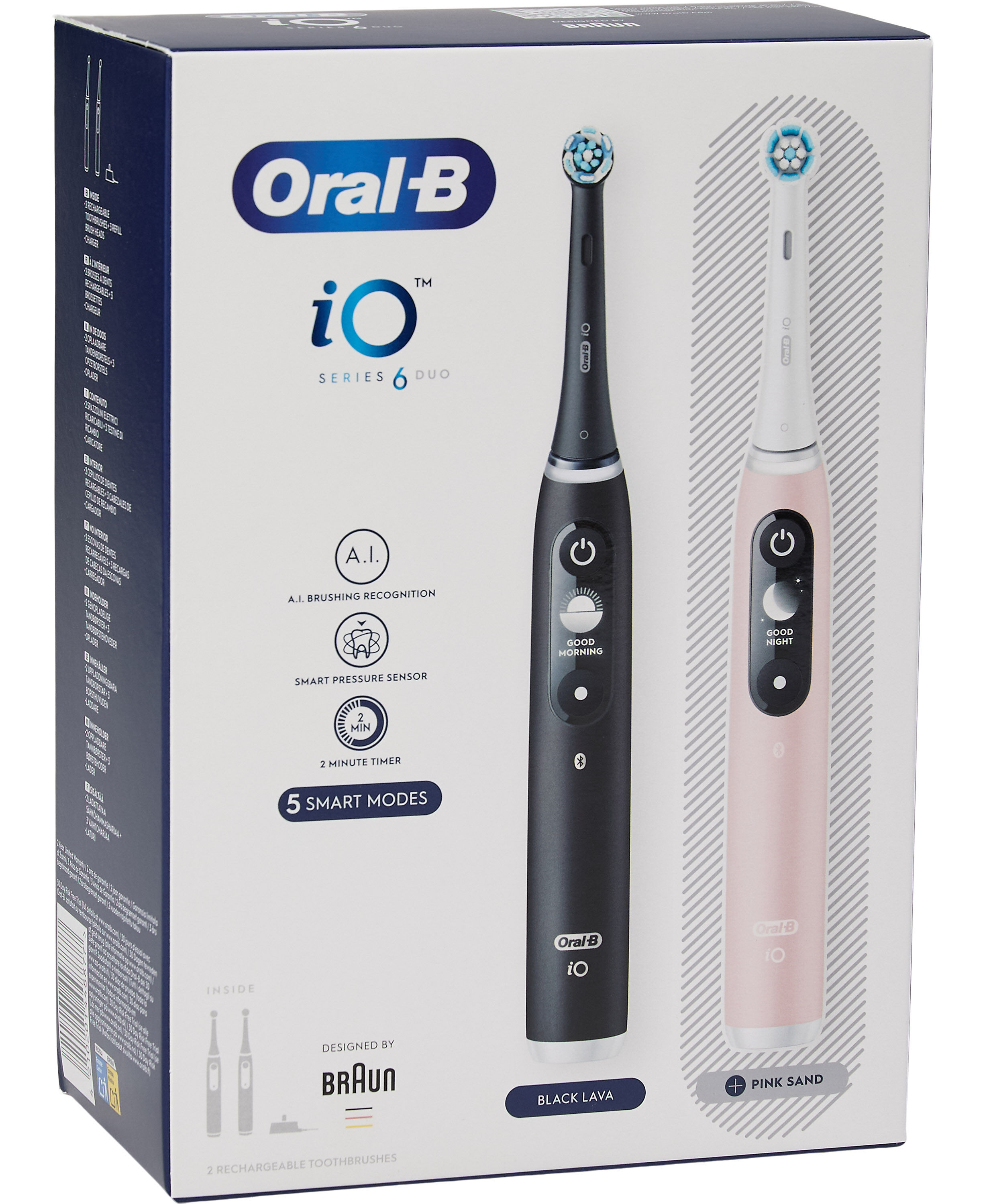Oral-B iO6 elektrisk tandb&oslash;rste duopakke sort/pink
