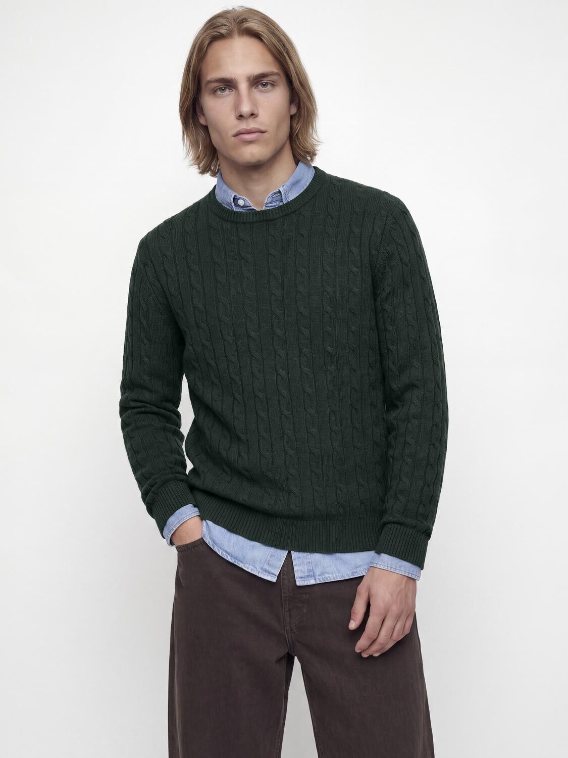 Jprblulambswool Knit Cable Crew Neck