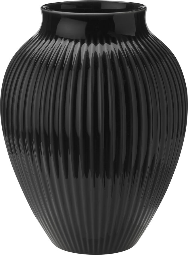 Knabstrup, vase, riller sort, 27 cm