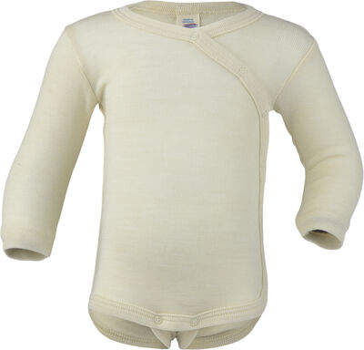 Baby-body, long sleeved, GOTS - natural - 50/56