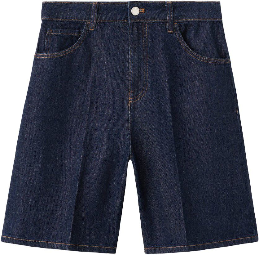 High-waist straight-fit denim short