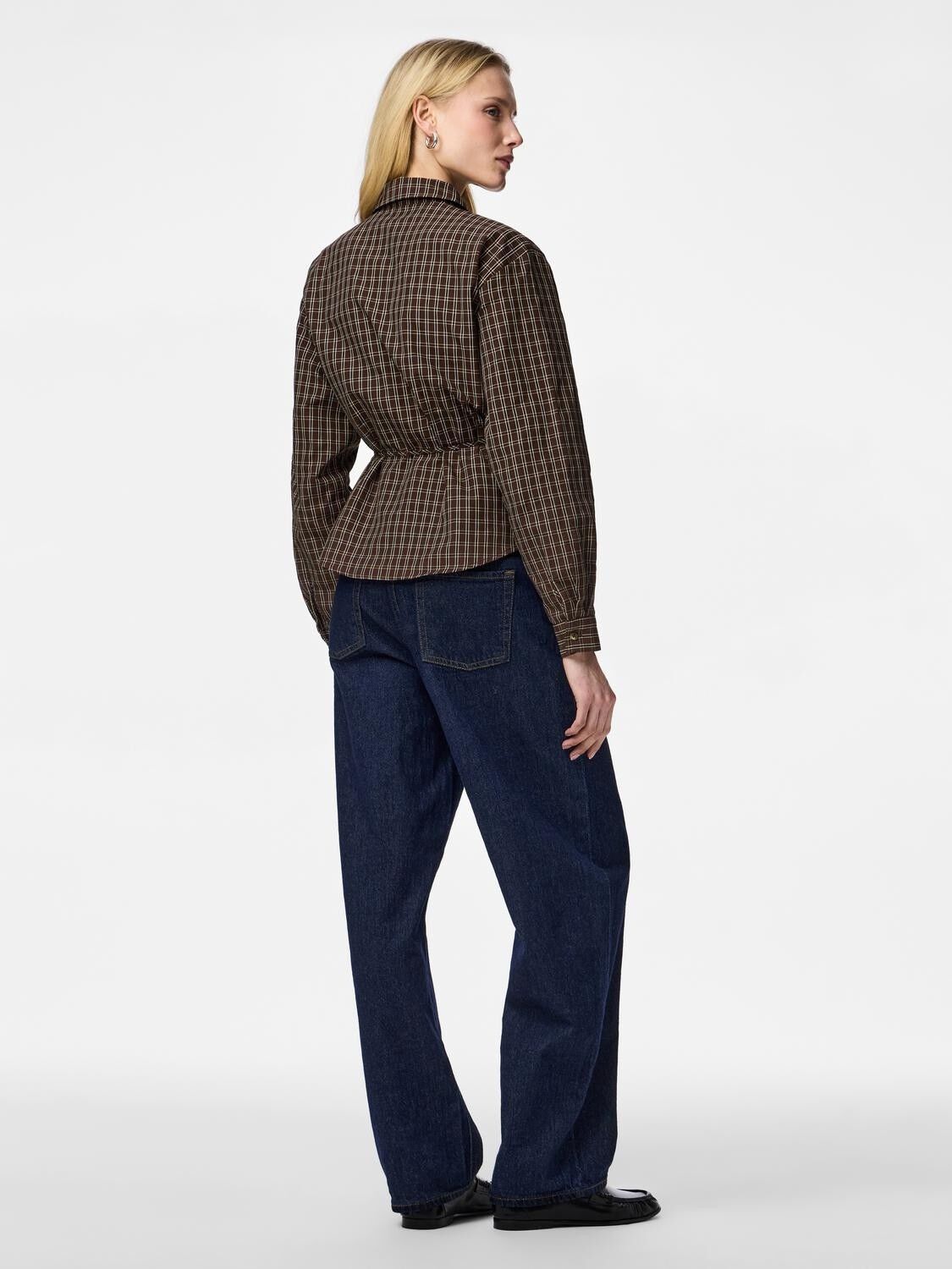 Pcmaya Ls Tie Detail Check Shirt Wvn