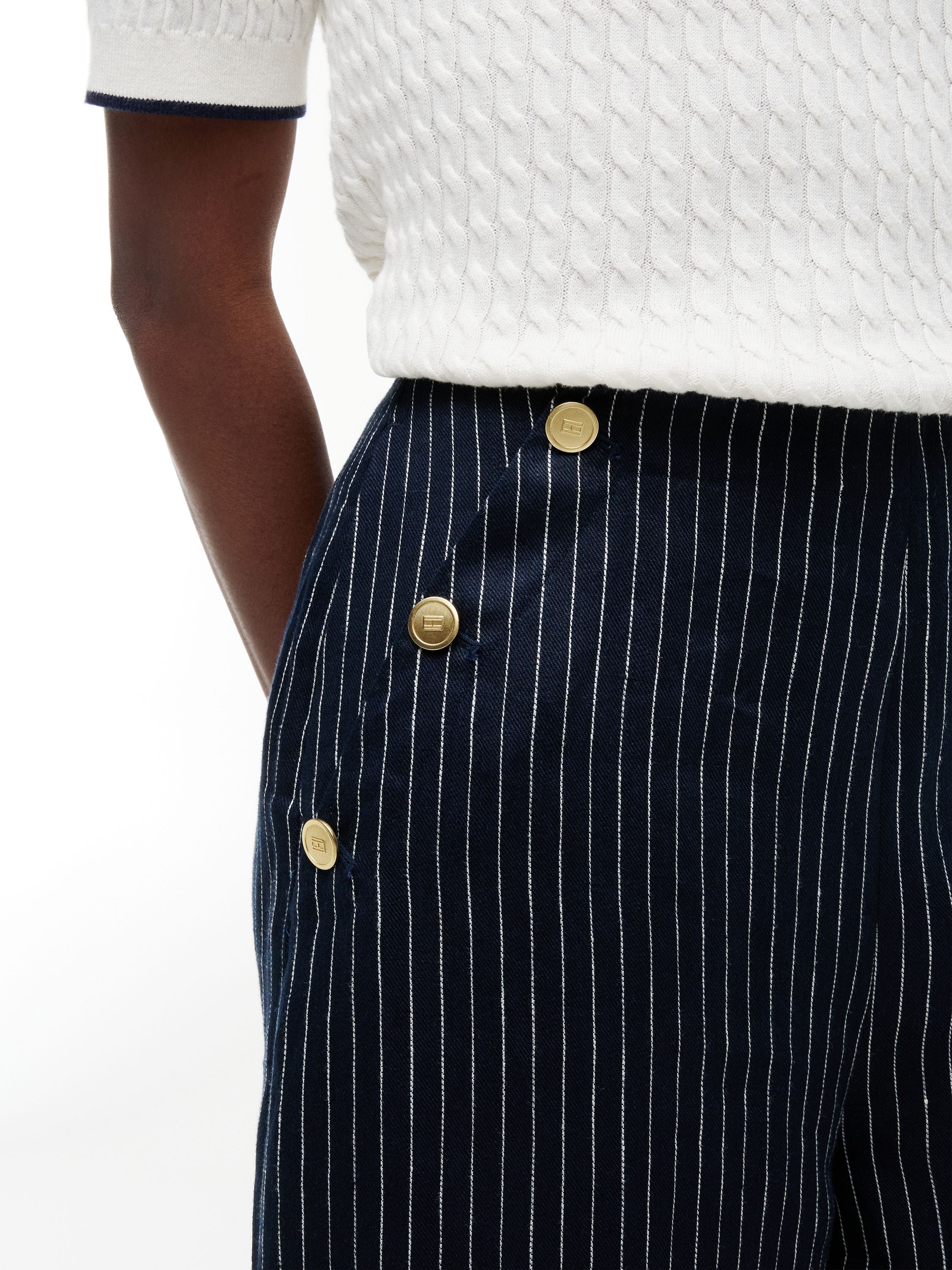 LINEN NAUTICAL STRIPE GB WIDELEG