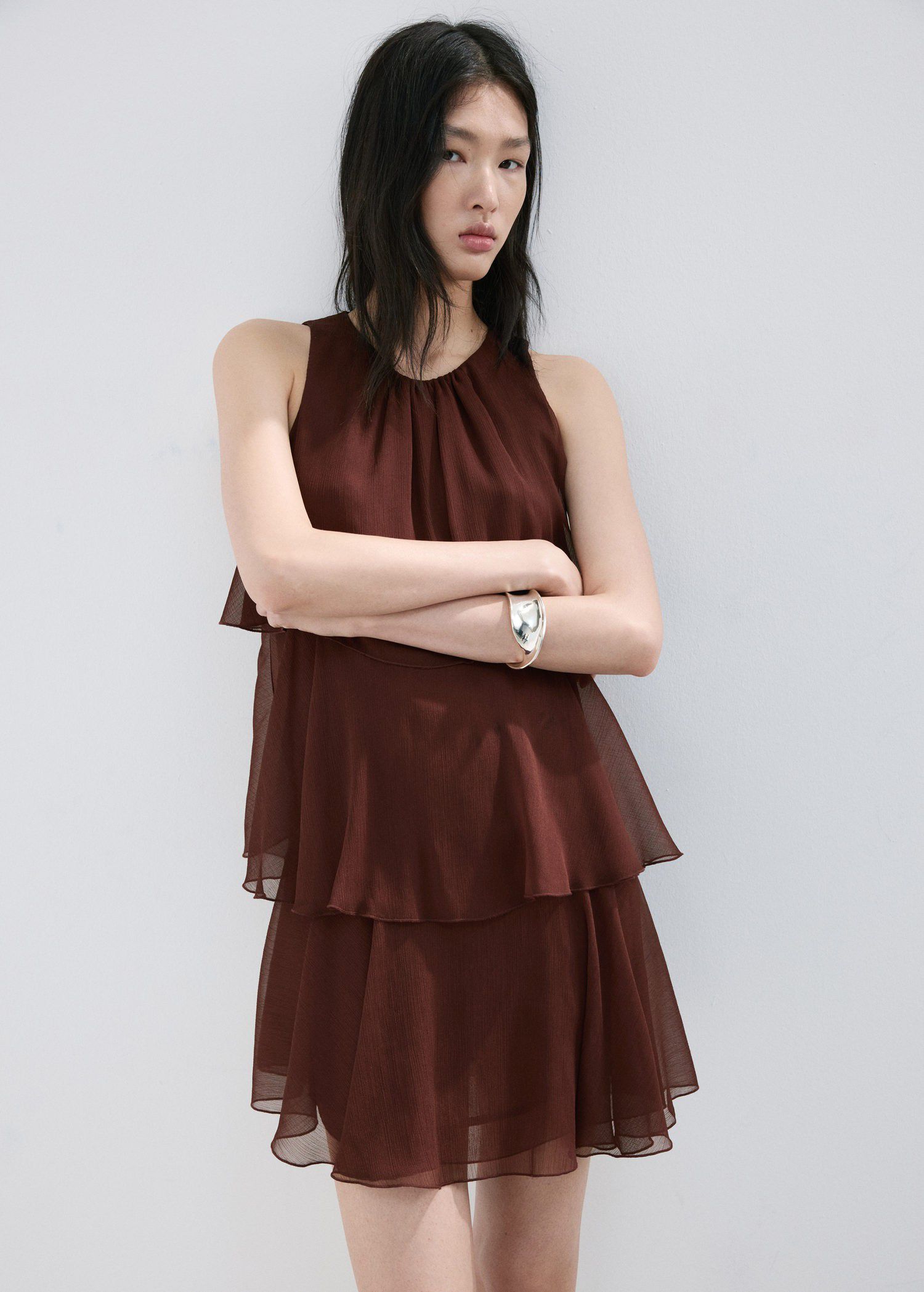 Ruffled draped dress