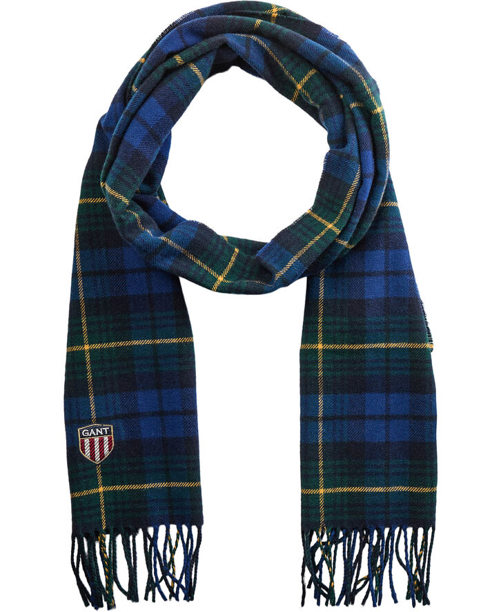 D1. WOVEN CHECK WOOL SCARF