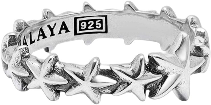 Men's Sterling Silver Star Band Ring