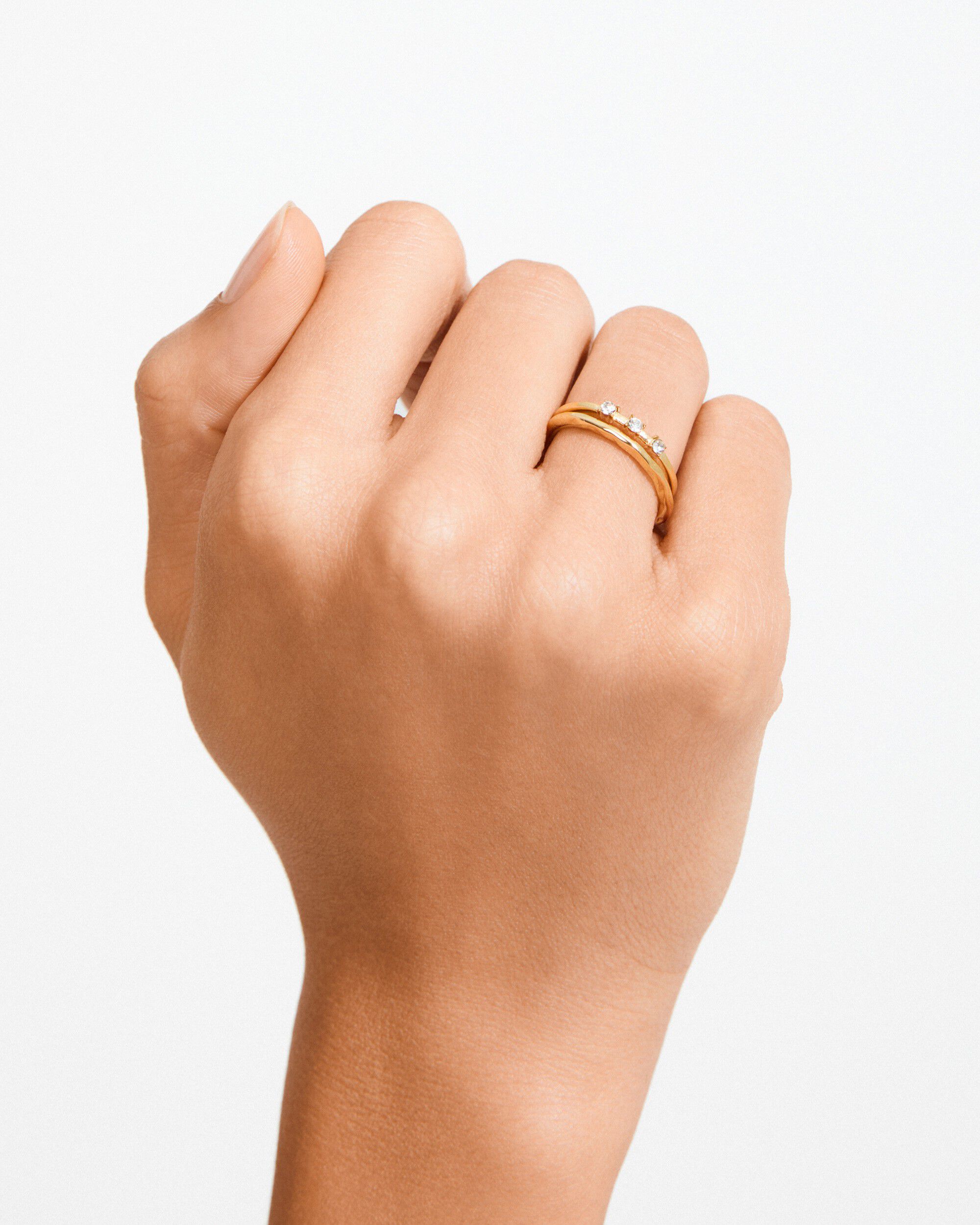 IVARIN rings, 2-in-1 set, gold-plated