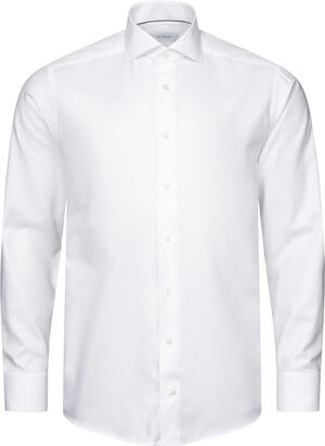 Contemporary Fit White Melange Semi Solid Fine Twill Shirt