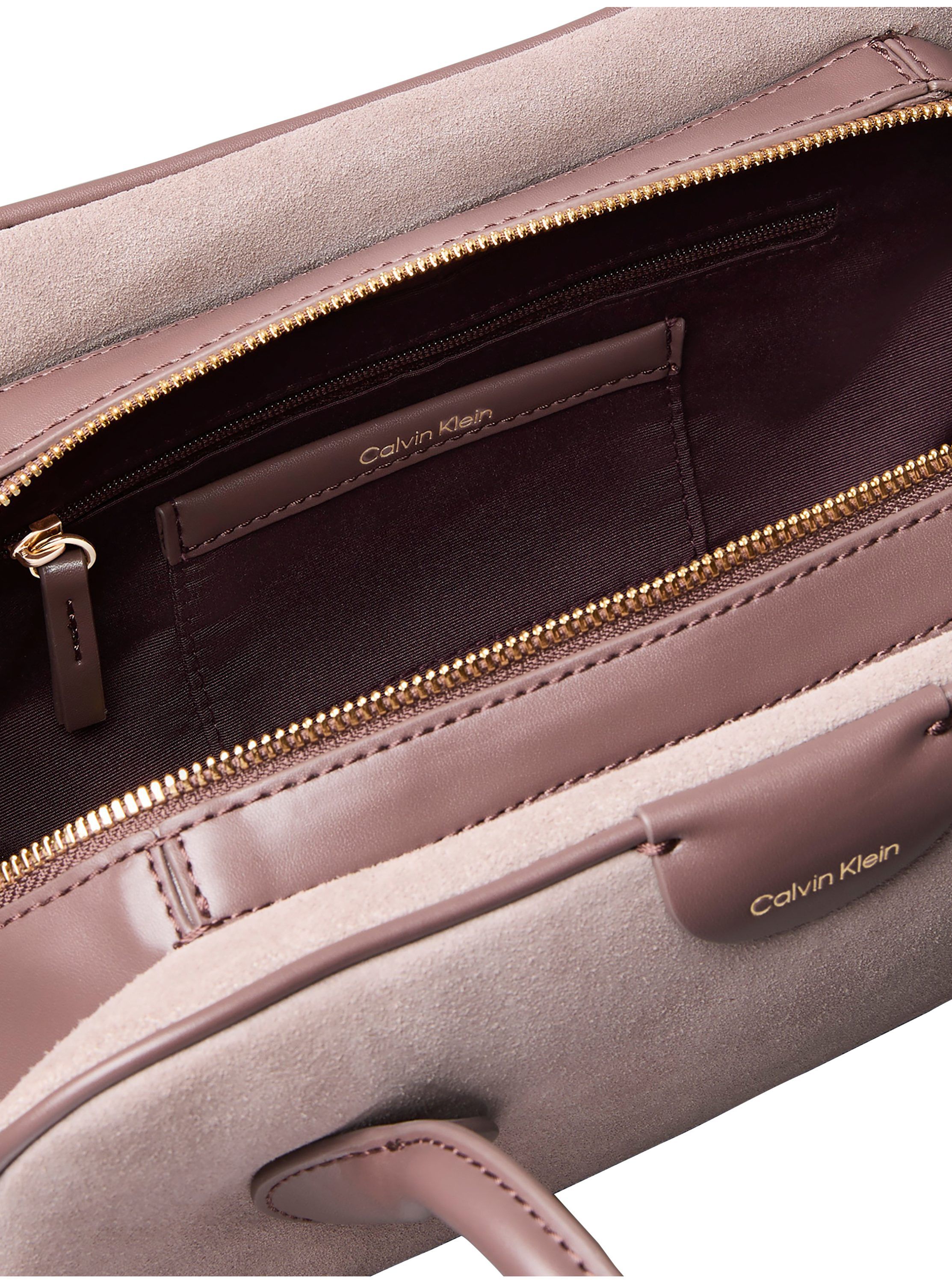 Suede Emblem Logo Shoulder Bag