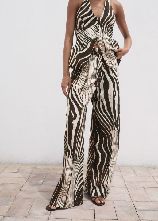Zebra print linen pants