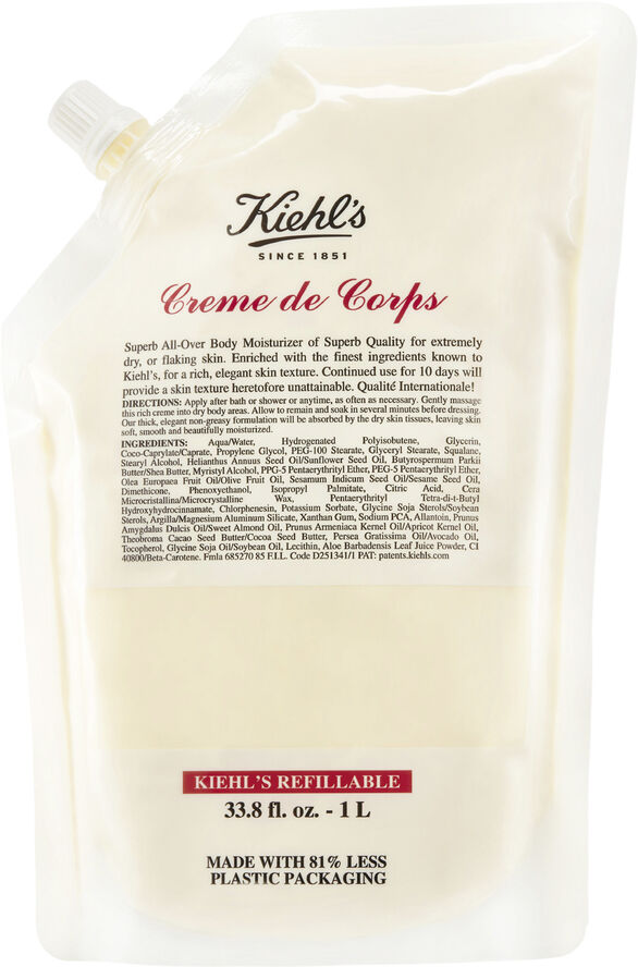 Kiehl's Creme De Corps Hydrating Body Moisturizer Refill 1l