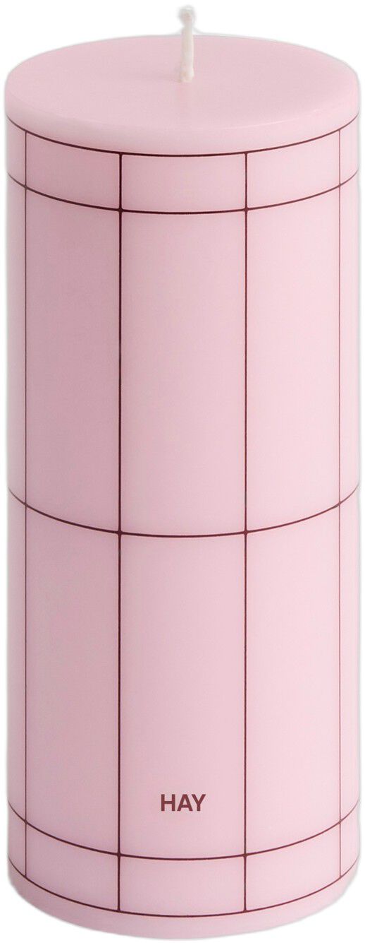 Column Candle-Small-Light pink with bordeaux grid