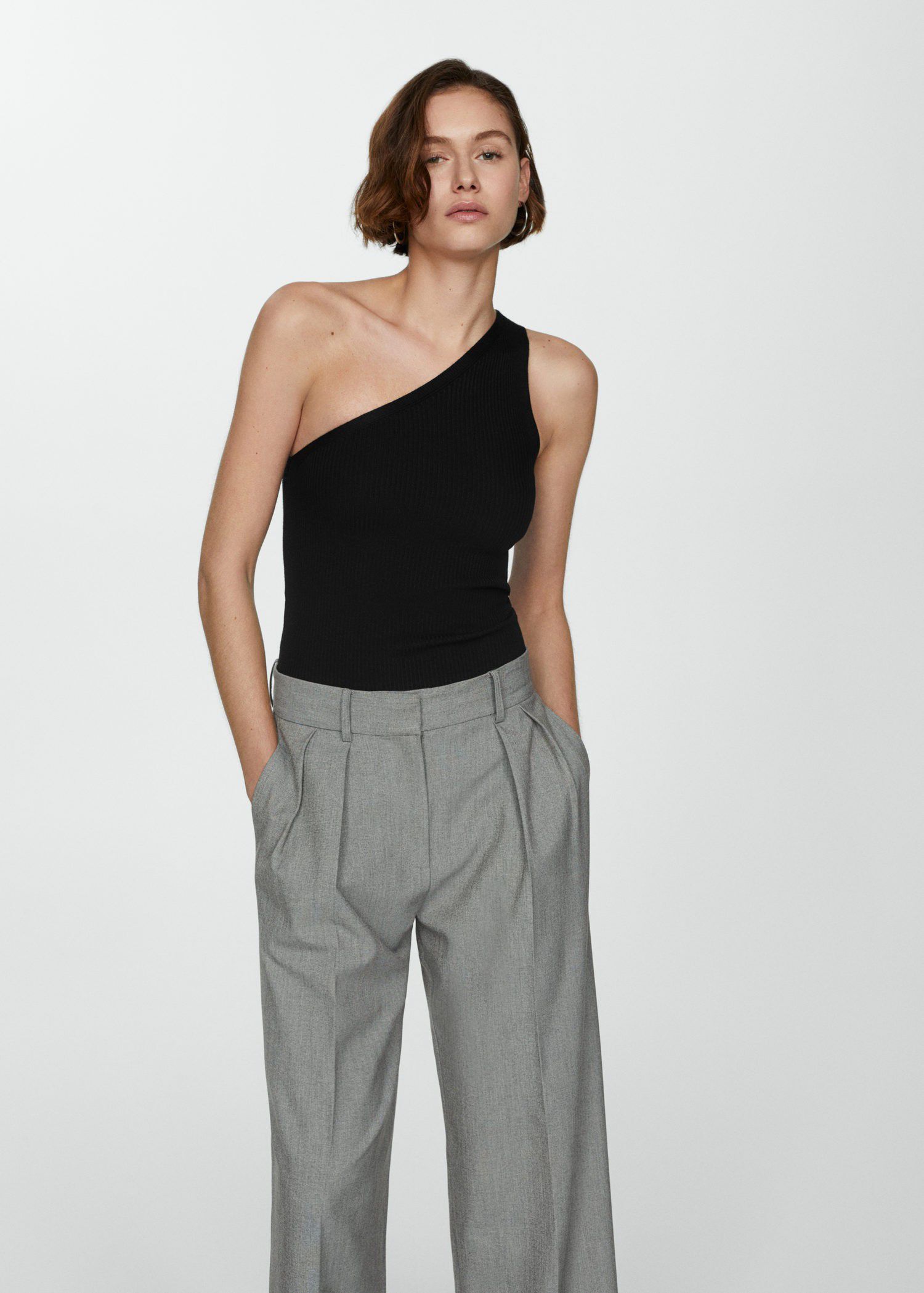 Knit asymmetric top