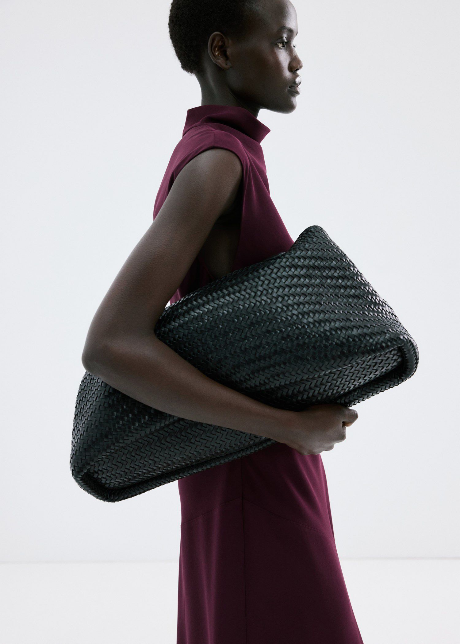 Long dress with draped neck