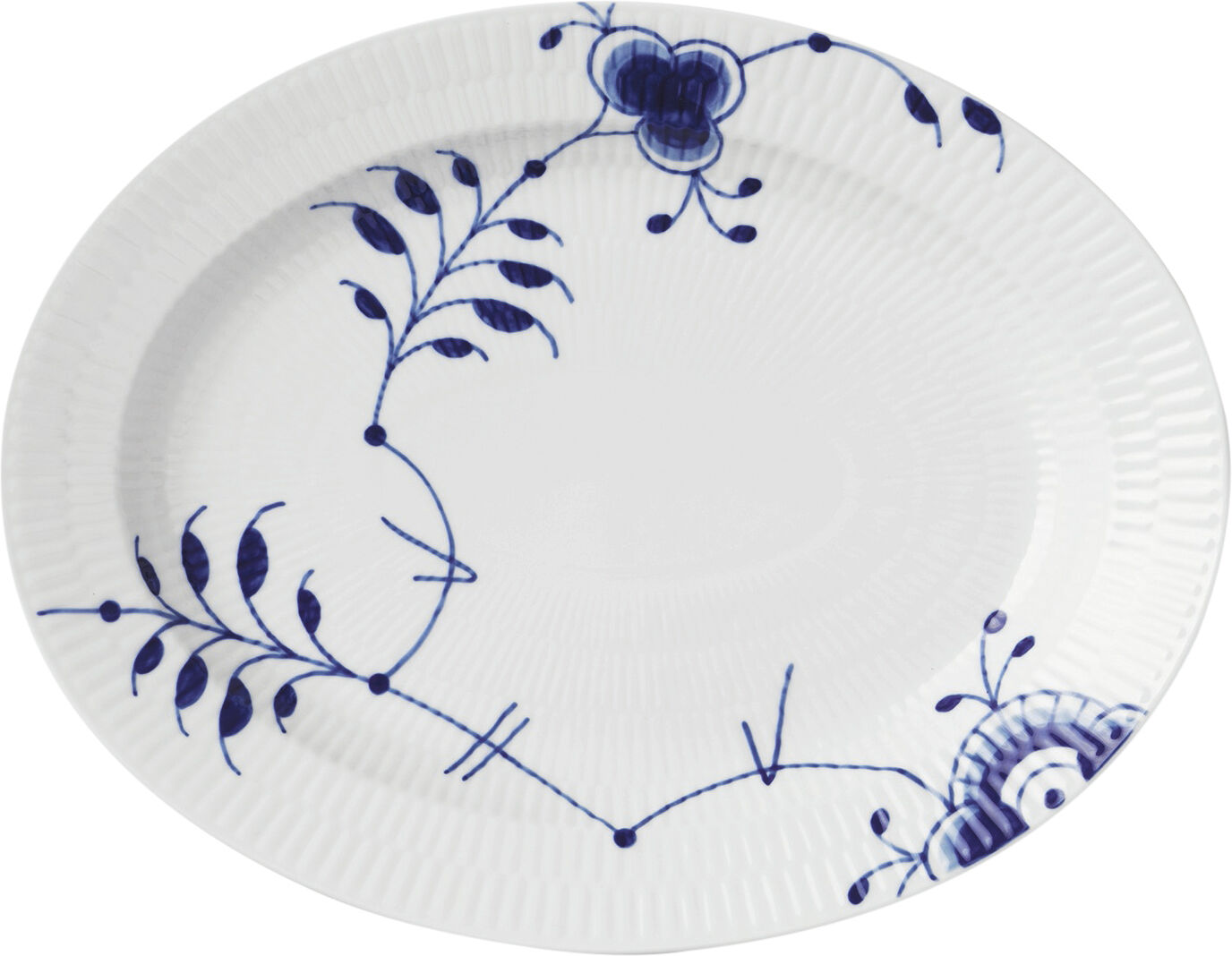 Blue Fluted Mega fat oval 30,5 cm